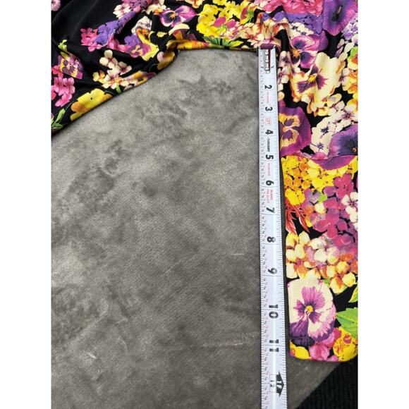 Roberto Cavalli Class Silk Floral Blouse Sz 8 Black Multicolor Off Shoulder 3/4 - Picture 9 of 11
